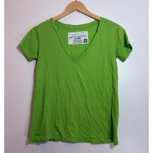 Loomstate Blank Womens XS Lime Green Organic Cotton V-Neck Short Sleeve T-Shirt‎